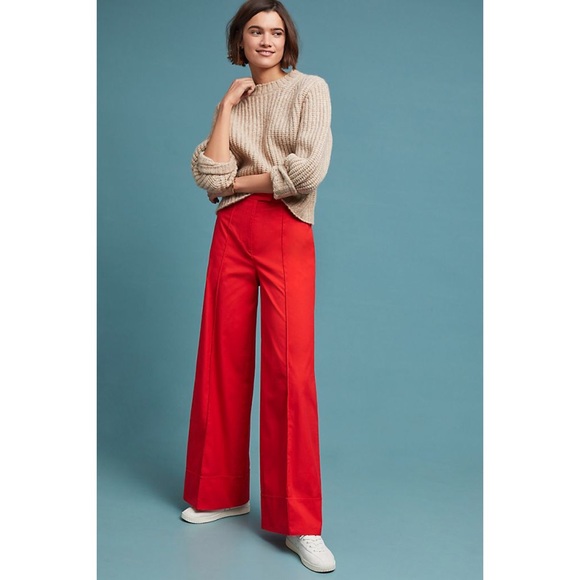 Anthropologie Pants - Anthropologie Red Wide Leg Pants